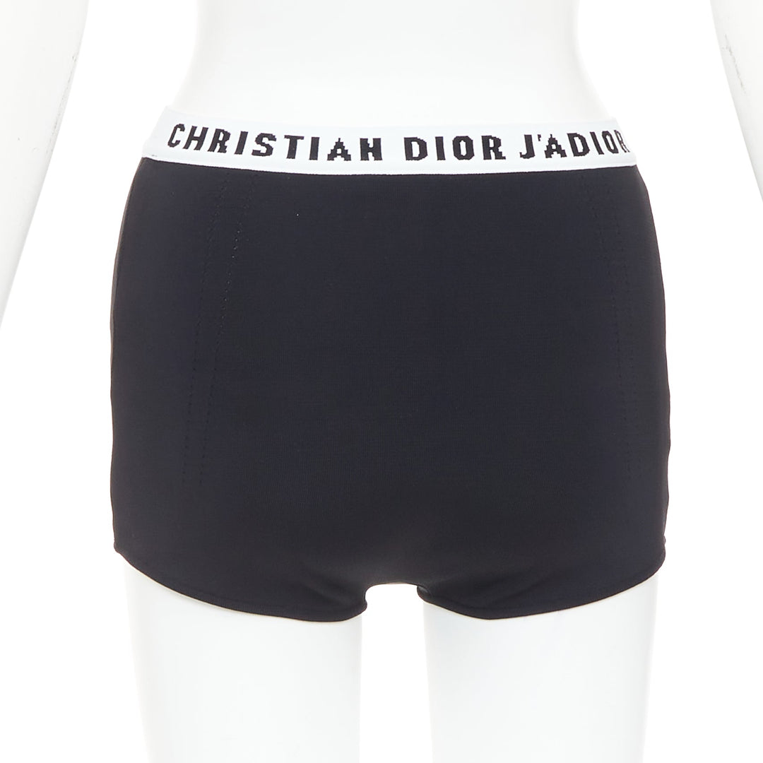 CHRISTIAN DIOR black white J'Adior logo bra shorts lounge set XS