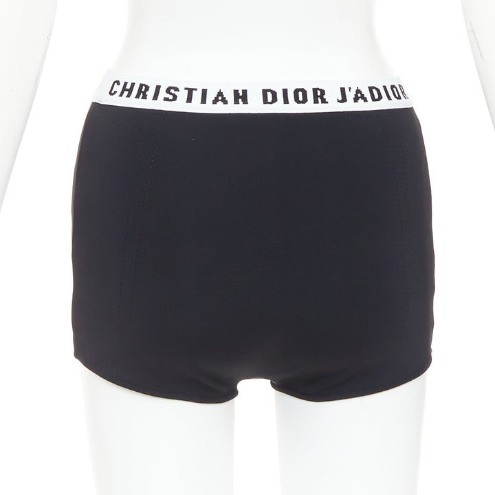 CHRISTIAN DIOR black white J'Adior logo bra shorts lounge set XS