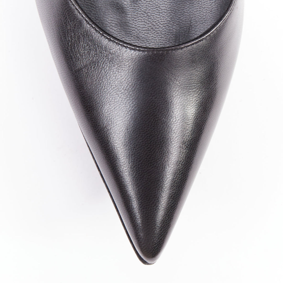 BALENCIAGA Chevreau Brilliant black calf leather sculpted platform pumps EU37
