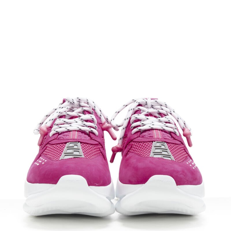 VERSACE Chain Reaction Blowzy shocking pink suede chunky dad sneaker EU39.5