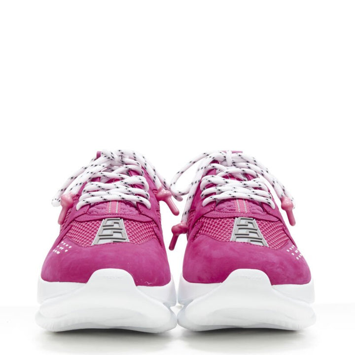 VERSACE Chain Reaction Blowzy shocking pink suede chunky dad sneaker EU41.5