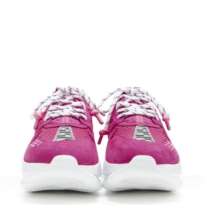VERSACE Chain Reaction Blowzy all pink suede low top chunky sneaker EU42