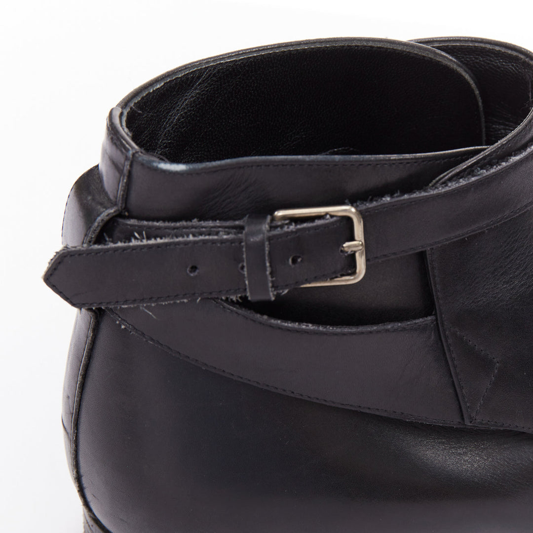 SAINT LAURENT Cropped Jodhpur 20 black leather silver buckl ankle boots EU41