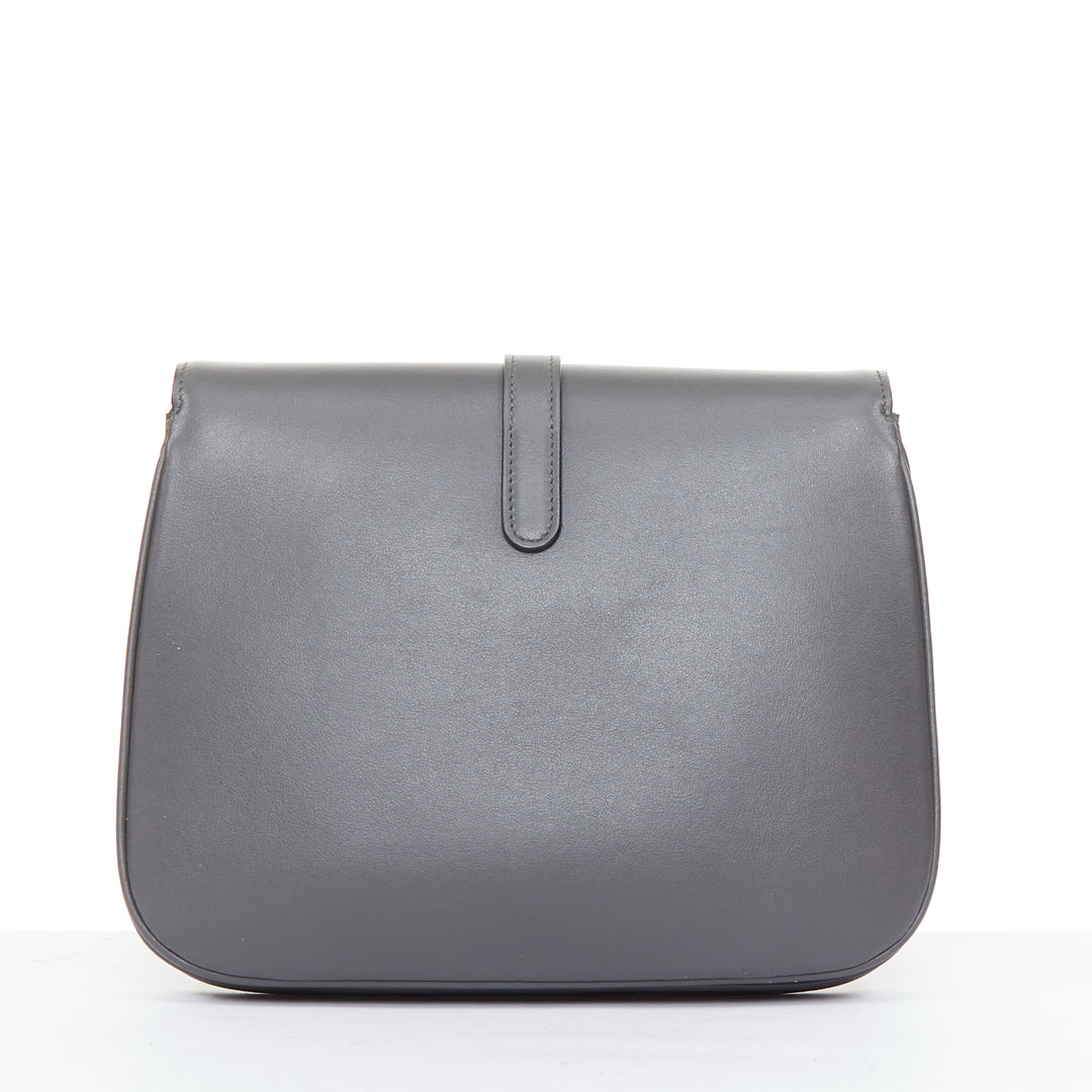 CELINE 2021 Medium Tabou dark grey calfskin leather GHW lock crossbody bag