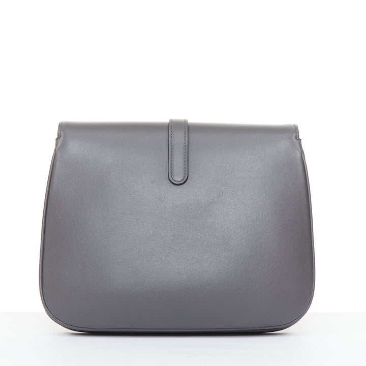 CELINE 2021 Medium Tabou dark grey calfskin leather GHW lock crossbody bag
