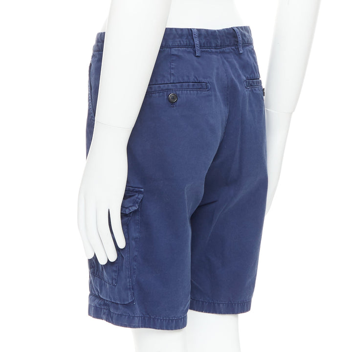 PRADA blue washed cotton pocketed cargo bermuda shorts  IT46 S