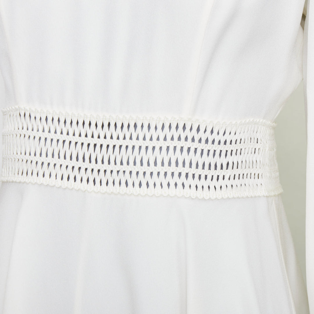 ZIMMERMANN off white viscose lattice waistband puff sleeve peasant dress Sz.1 S