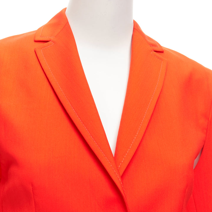 PORTS 1961 neon orange wool silk underarm cut out asymmetric blazer FR36 S