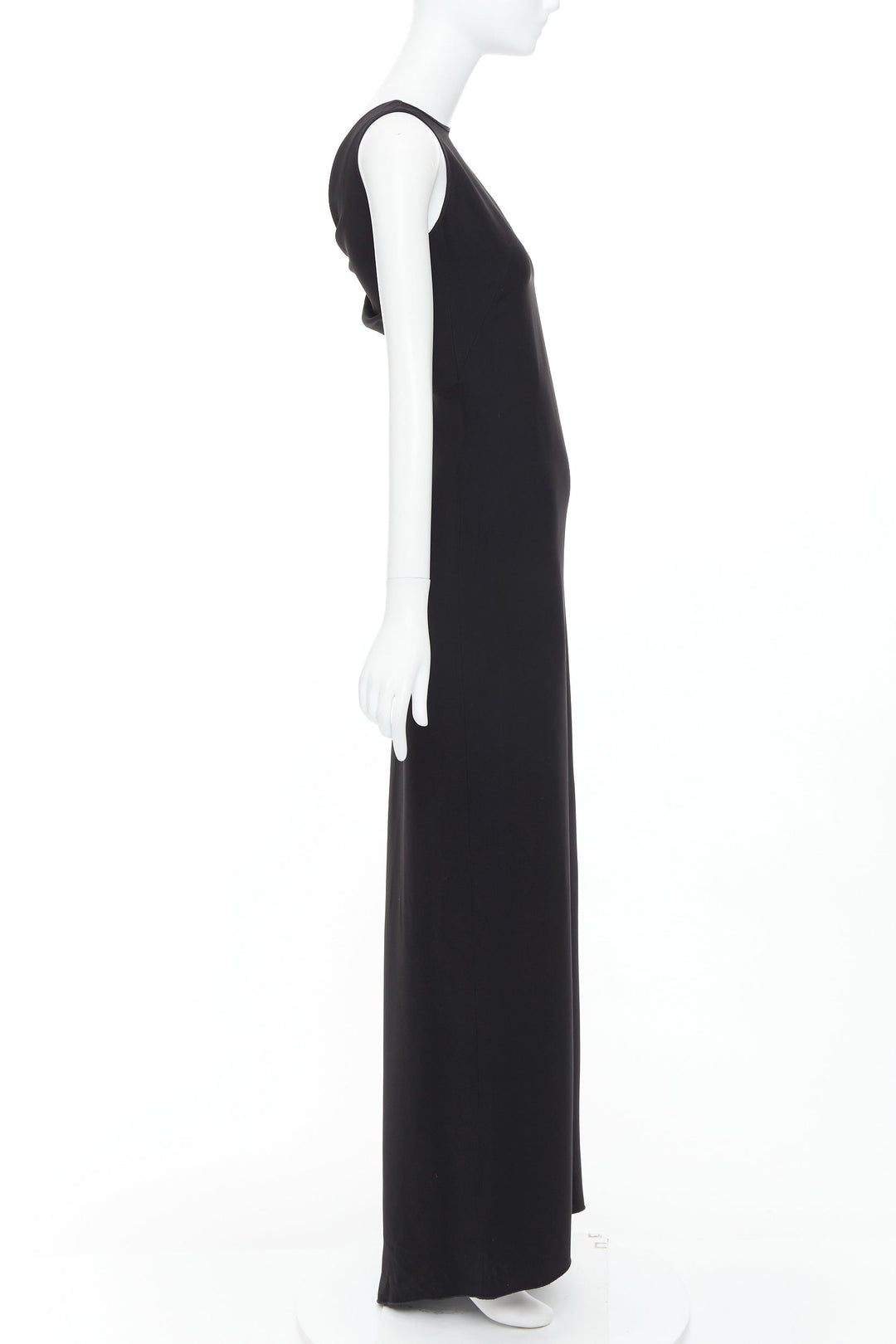 THIMISTER Vintage black asymmetric back drape taped long dress FR36 S