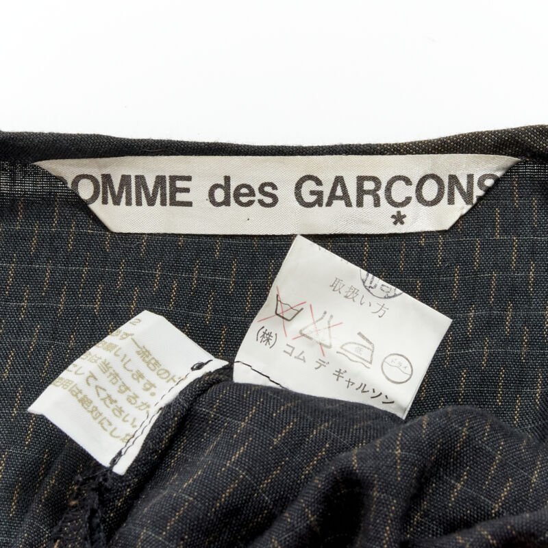 COMME DES GARCONS 1980's Vintage green checked wrap front draped vest top S