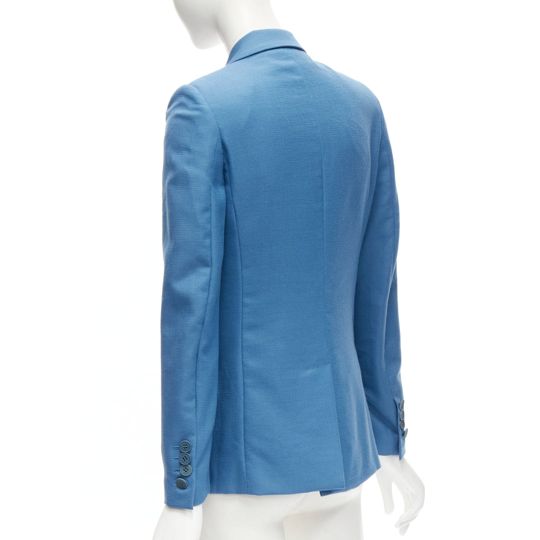 STELLA MCCARTNEY 2010 blue 100% wool rubberised buttons  blazer jacket IT36 XXS