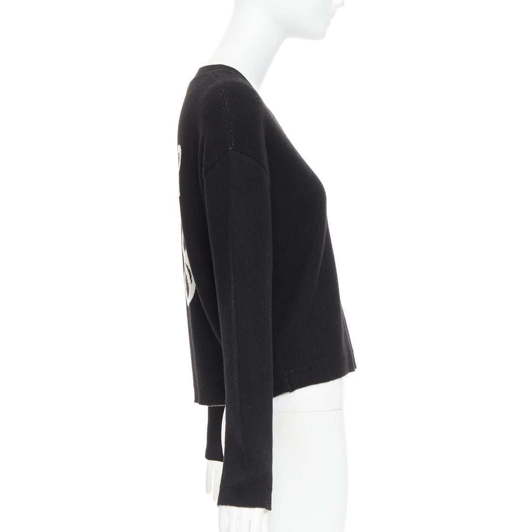 CHRISTIAN DIOR J'adior 8 black cashmere blend  crew neck crop sweater FR34 XS