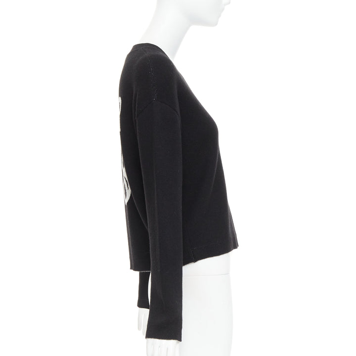 CHRISTIAN DIOR J'adior 8 black cashmere blend  crew neck crop sweater FR34 XS