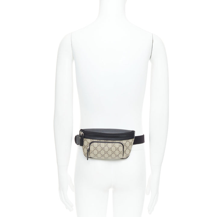 GUCCI Eden Supreme GG monogram canvas black leather belt bag