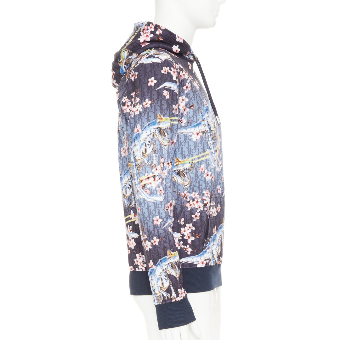 DIOR HOMME 2019 Hajime Sorayama blue blossom dinosaur robot oblique hoodie XS
