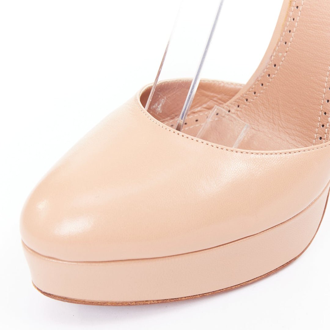 ALAIA nude leather double ankle strap dorsay platform pumps EU37.5