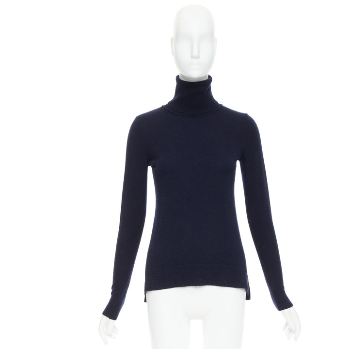VINCE 100% cashmere navy long sleeve minimal  turtleneck sweater XXS