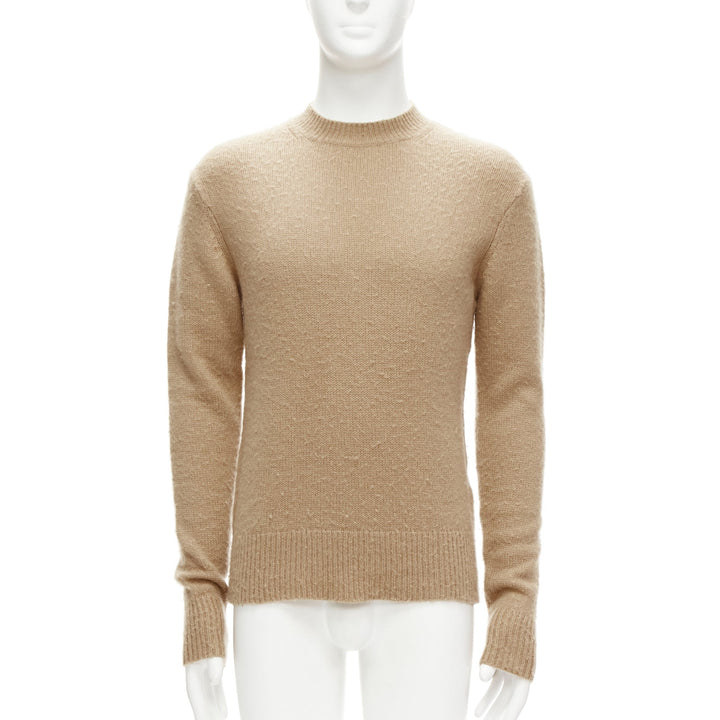 ACNE STUDIOS Peele beige wool cashmere brushed crew neck sweater S