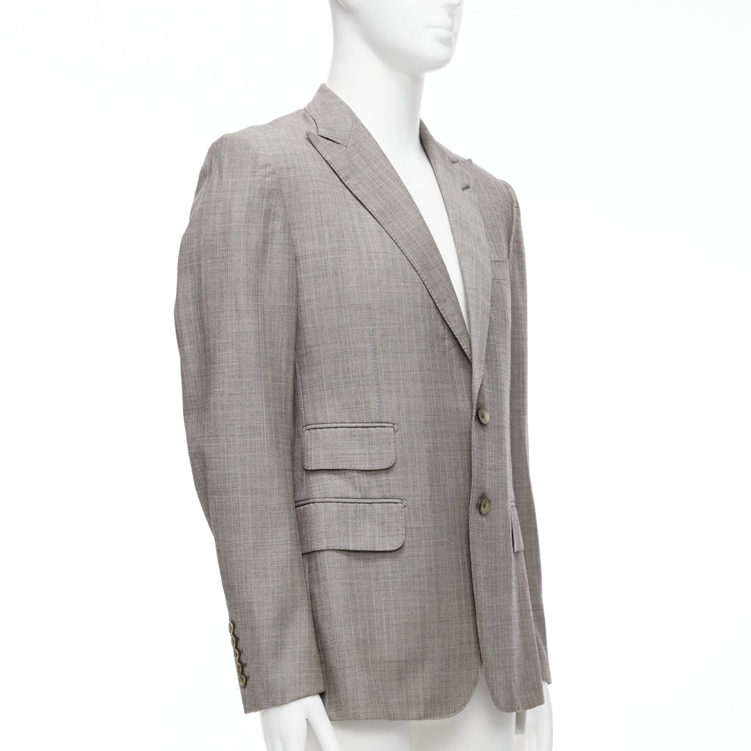 GUCCI 100% wool grey red checkered pocketed boxy long sleeve blazer IT50 L