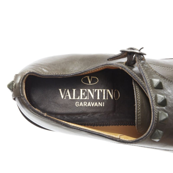 VALENTINO Rockstud stud embellished strap dual buckle monk brogue loafer EU42
