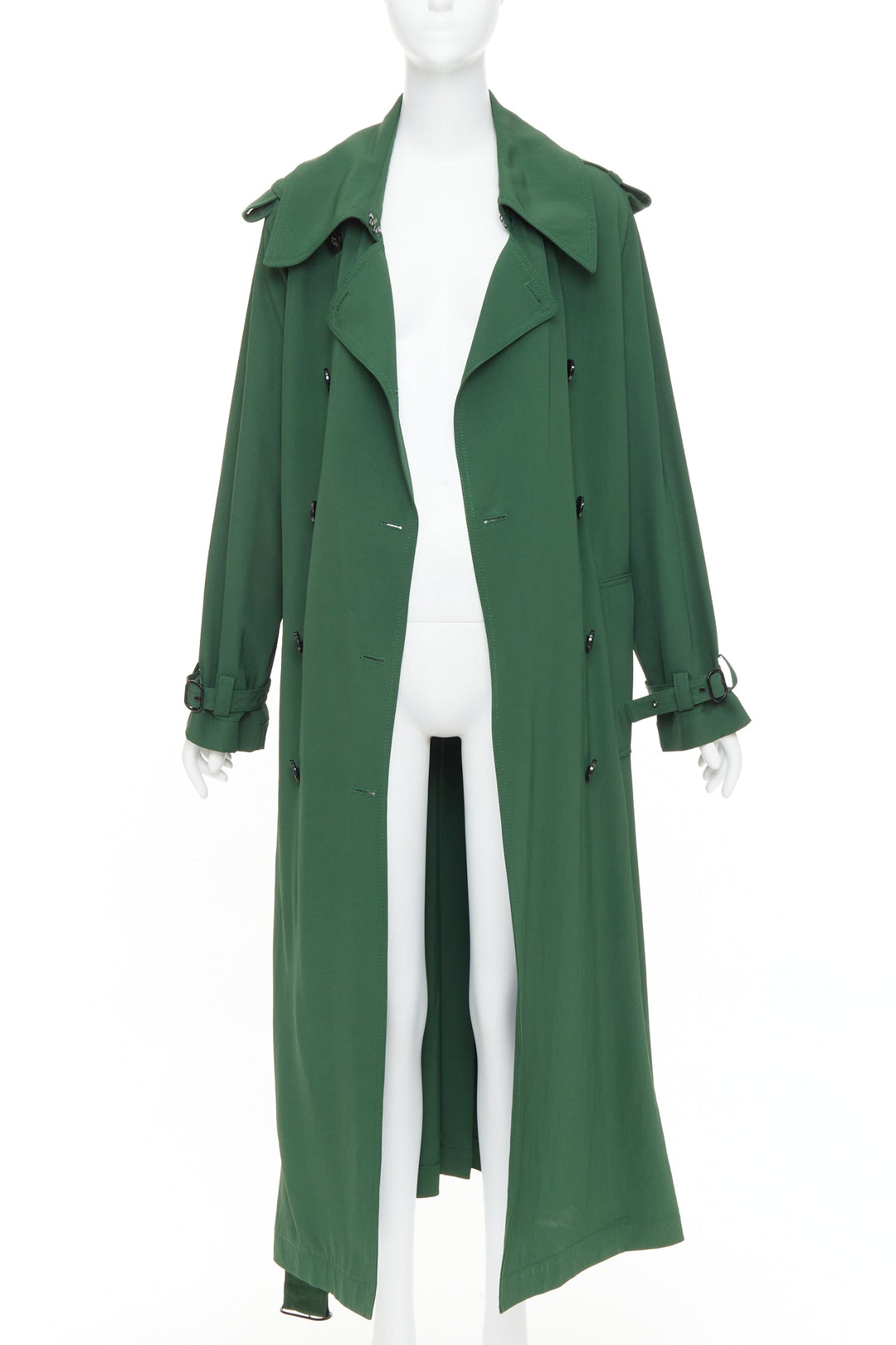 ACNE STUDIOS 2018 Lucie TW green twill belted maxi trench coat FR38 M