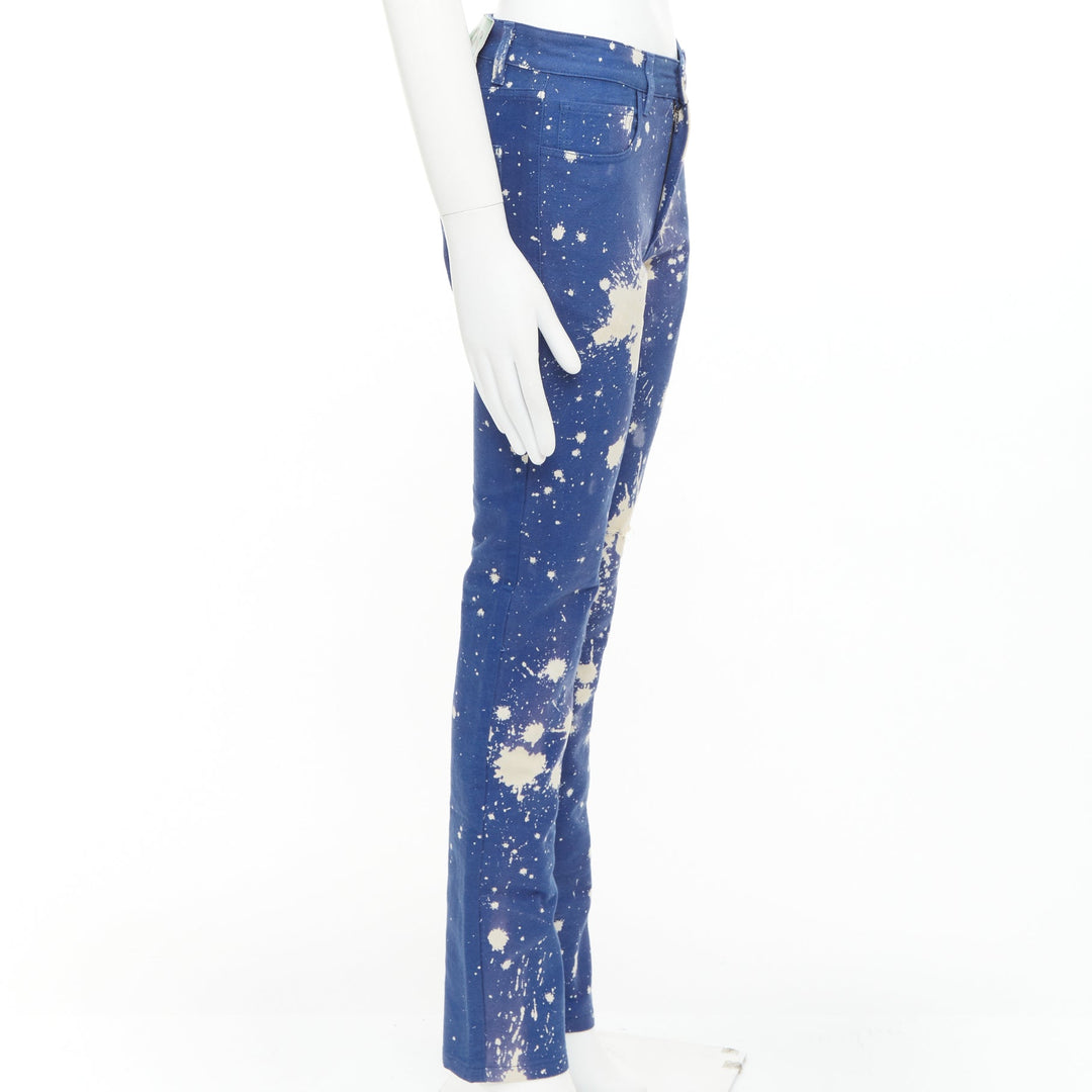 RAF SIMONS Sterling Ruby 2014 Limited blue splash bleach dye skinny jean IT44 XS
