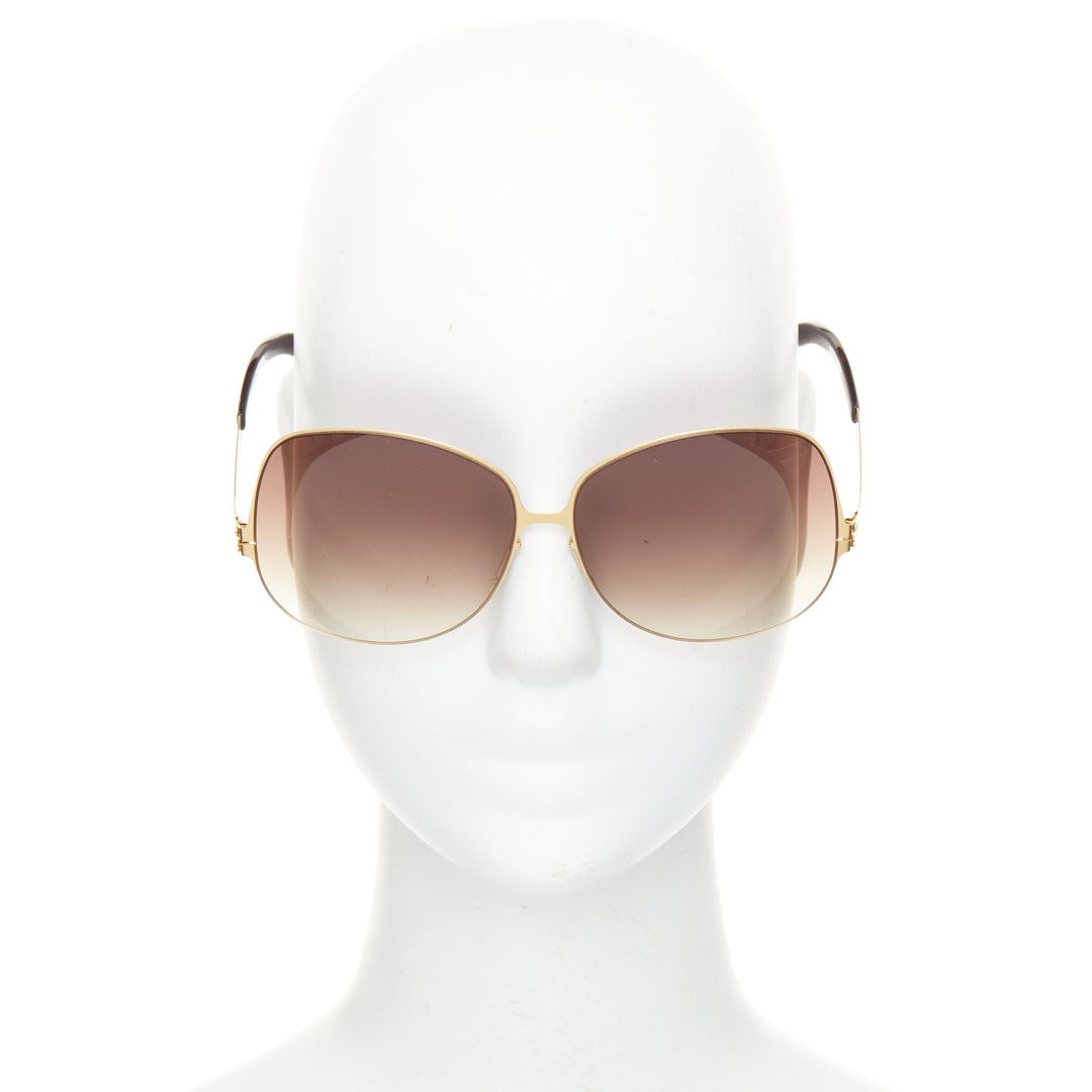 IC BERLIN Tres Chic Lundi matte gold brown gradient butterfly sunglasses