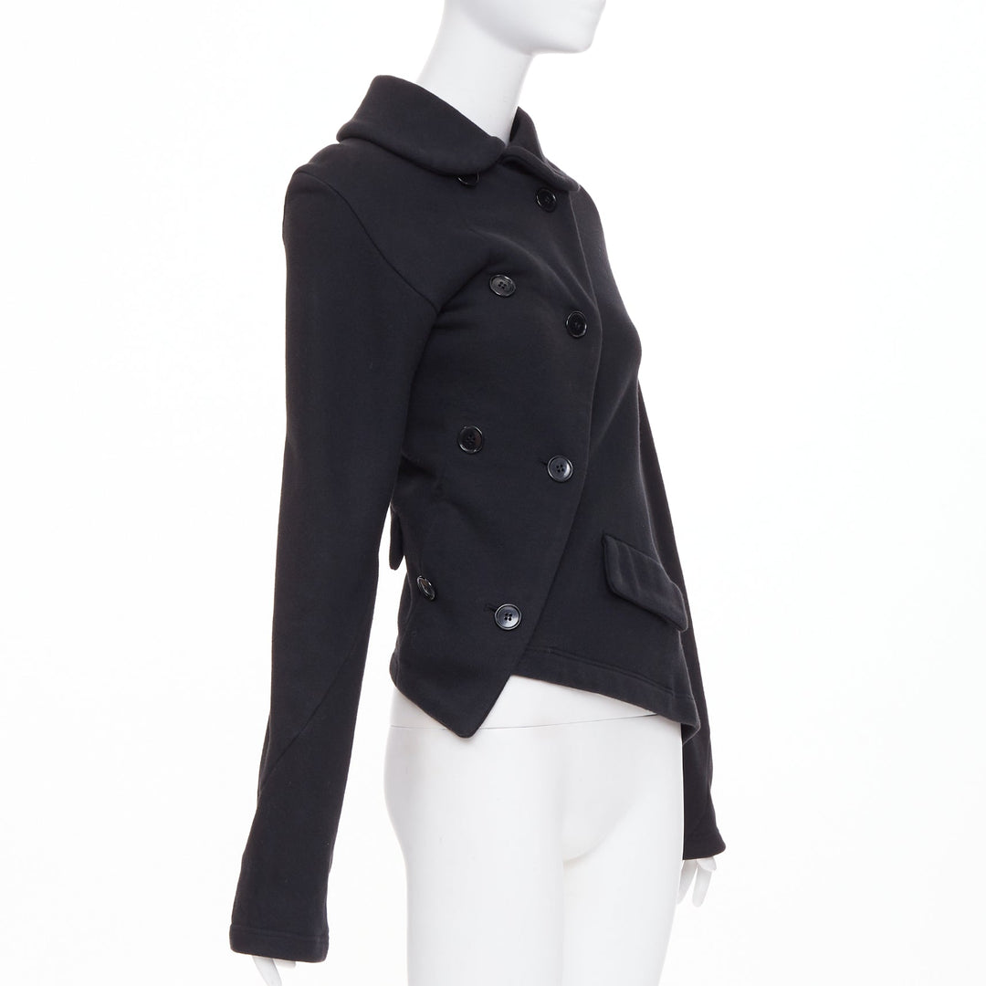 COMME DES GARCONS CDG black wool asymmetric twisted button jacket
