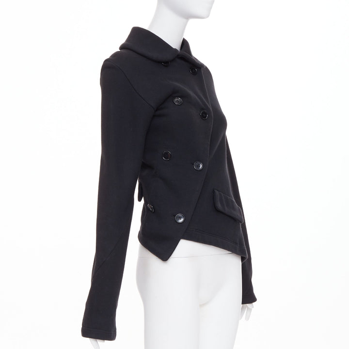 COMME DES GARCONS CDG black wool asymmetric twisted button jacket