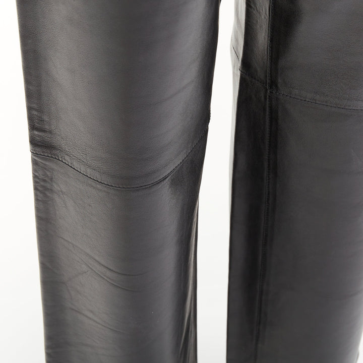 CALVIN KLEIN 205W39NYC black lambskin leather straight leg utility pants IT40 S