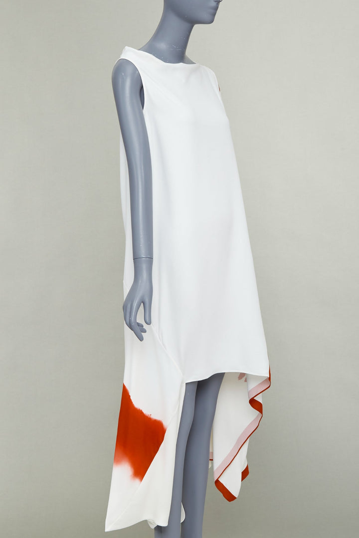 FERRAGAMO Maximilian Davis 2023 Runway red animalier print crepe draped dress S