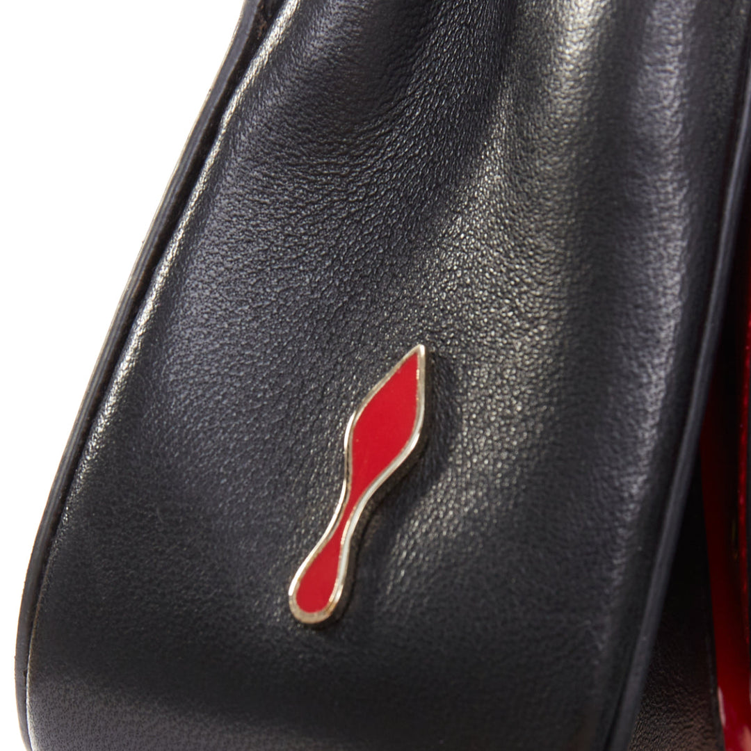 CHRISTIAN LOUBOUTIN Sweet Charity Heart black red patent mini crossbody bag