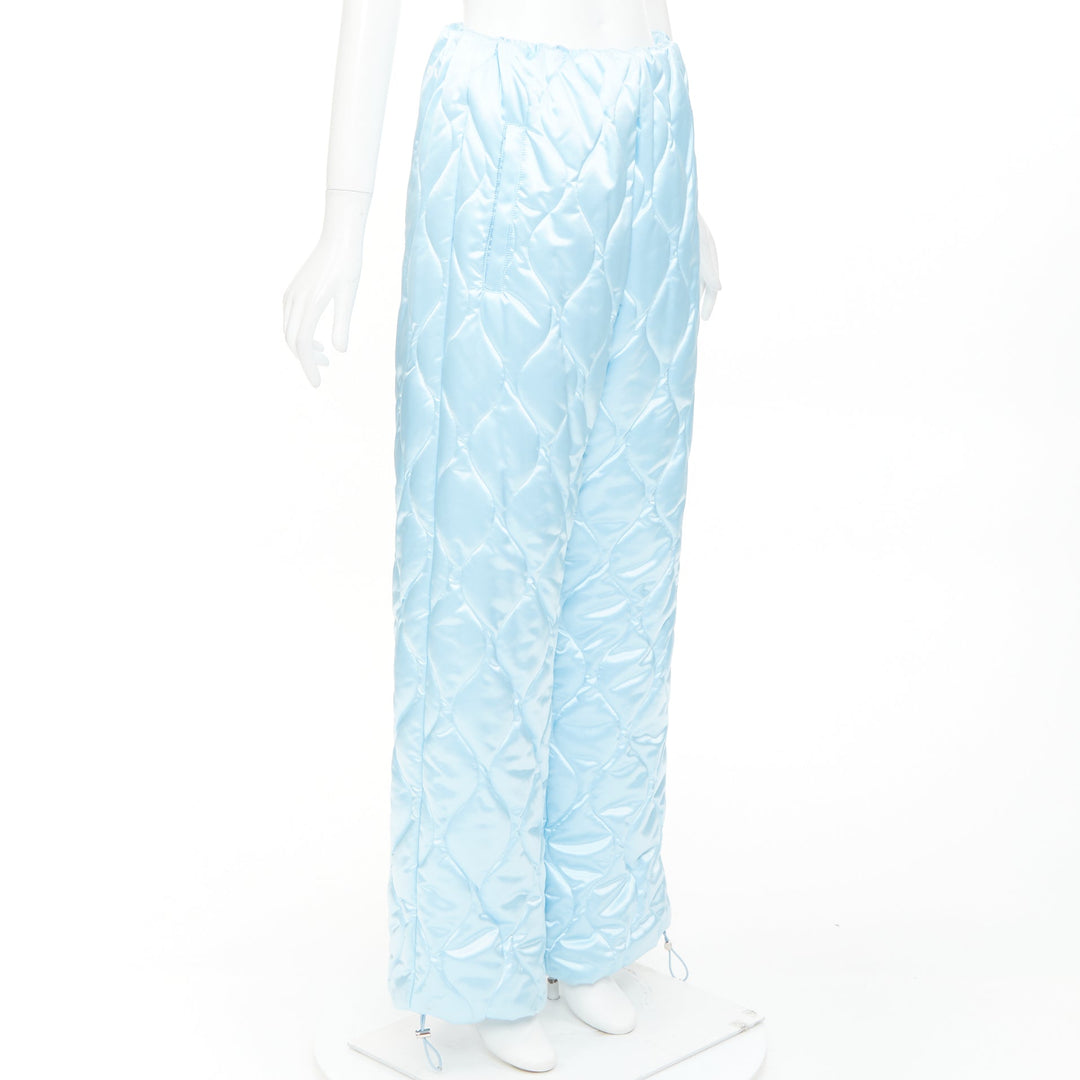MIU MIU 2021 Runway Winter Pants sky blue quilted nylon wide pants IT38 XS