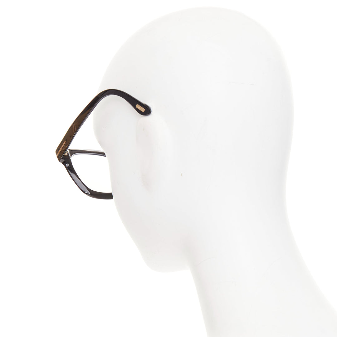 TOM FORD Sari TF690-F black acetate silver T bar oversized optical frame glasses