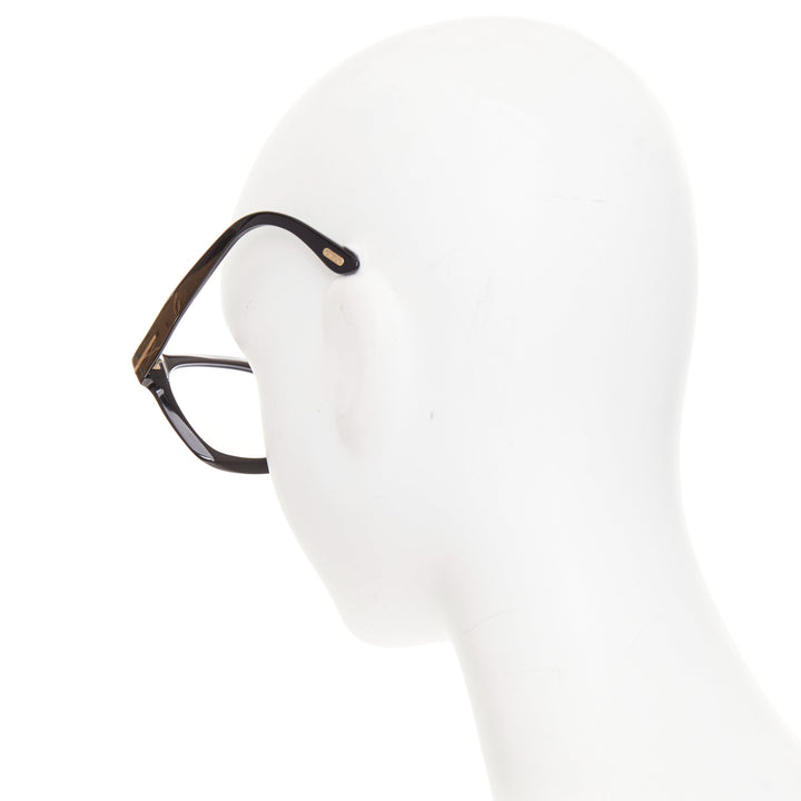 TOM FORD Sari TF690-F black acetate silver T bar oversized optical frame glasses