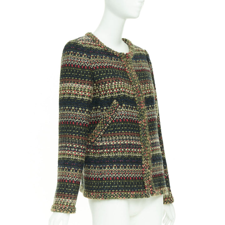 CHANEL 15A Runway Paris-Salzburg  Lesage Tyrolean tweed button jacket FR42 XL