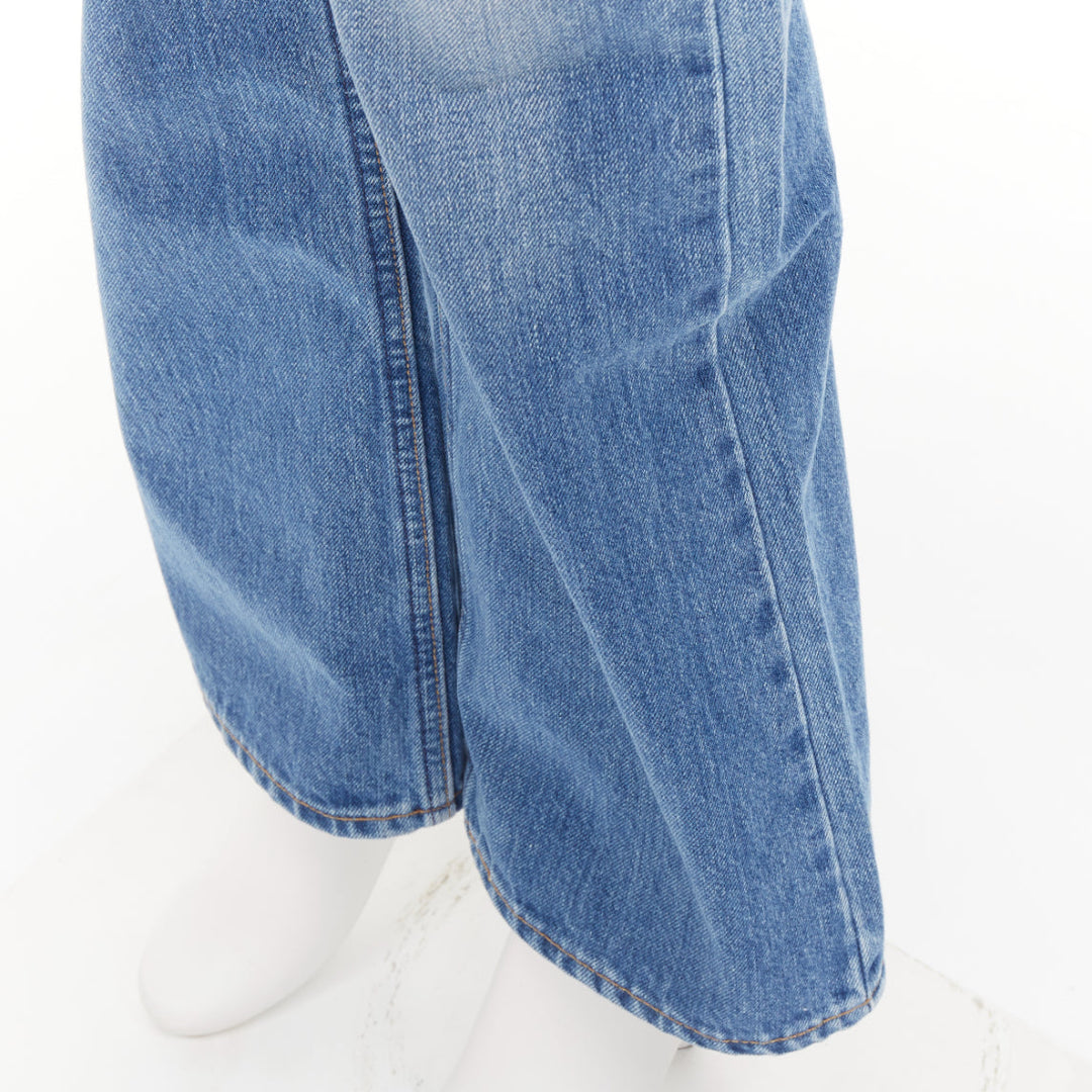 VALENTINO LEVI'S 2021 blue washed brown red logo tag pockets flare leg jeans 27"