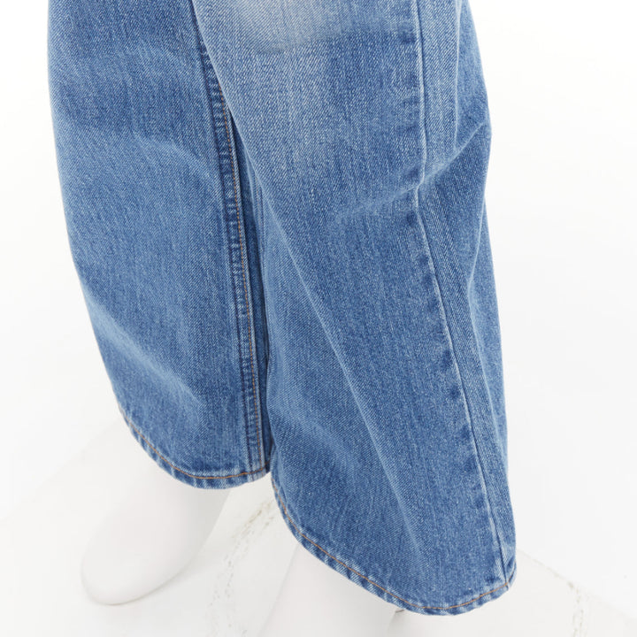 VALENTINO LEVI'S 2021 blue washed brown red logo tag pockets flare leg jeans 27"