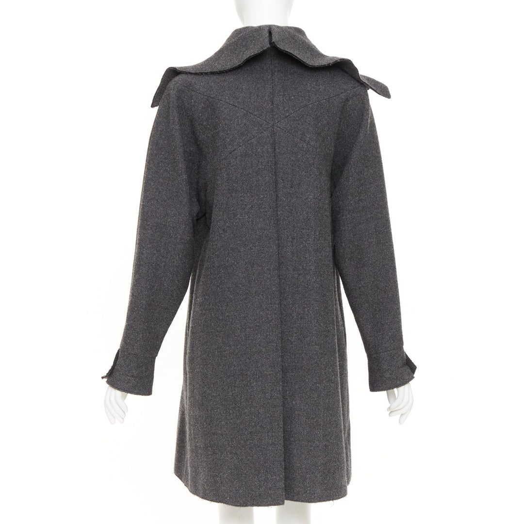 CHANEL 2011 Byzance grey wool oversized cape collar double breasted coat