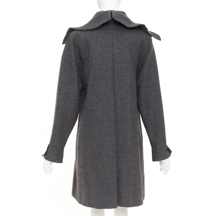 CHANEL 2011 Byzance grey wool oversized cape collar double breasted coat