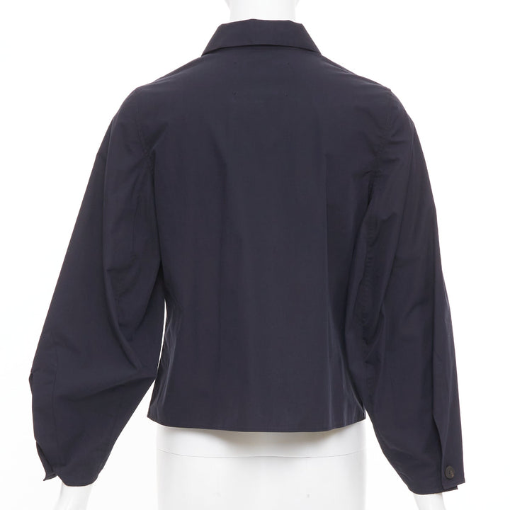 STUDIO NICHOLSON 2022 Mulder navy powder cotton volume sleeve blouse US 00 XXS