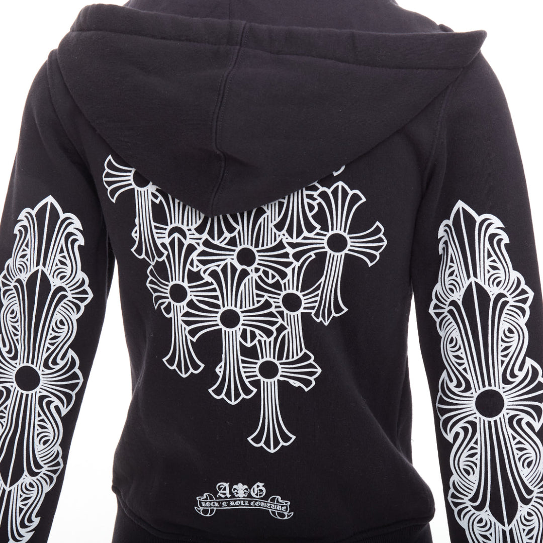 A&G Rock n Roll Couture Amal Guessou black 925 silver dagger crop hoodie S
