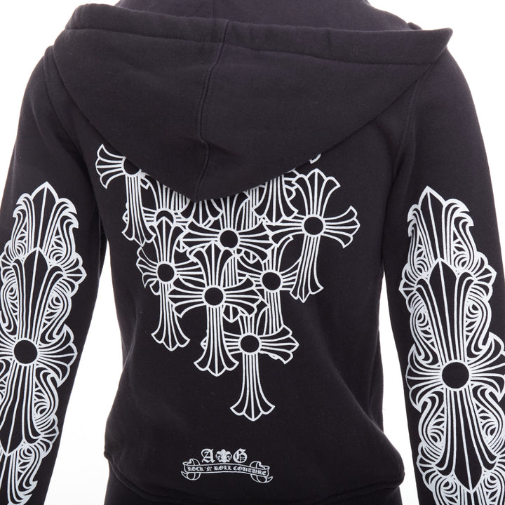 A&G Rock n Roll Couture Amal Guessou black 925 silver dagger crop hoodie S