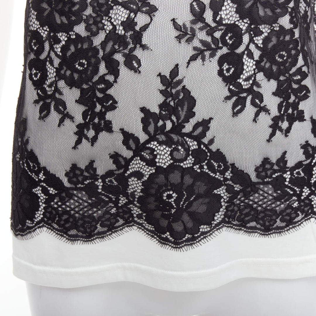 DOLCE GABBANA black white cotton lace overlay tank top IT40 S