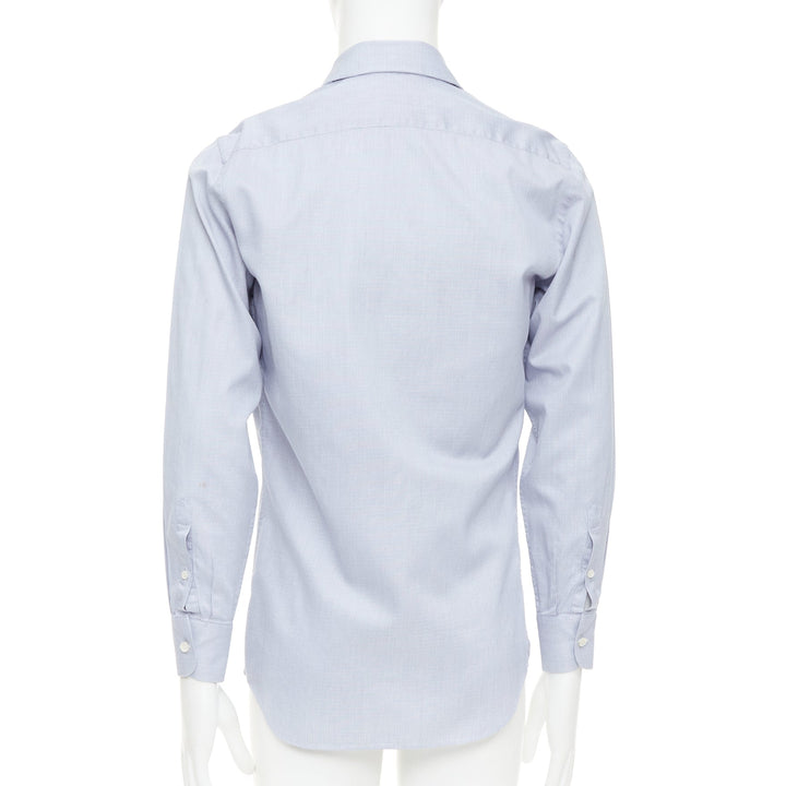 PRADA blue geometric print shell buttons long sleeve collared dress shirt EU38 S