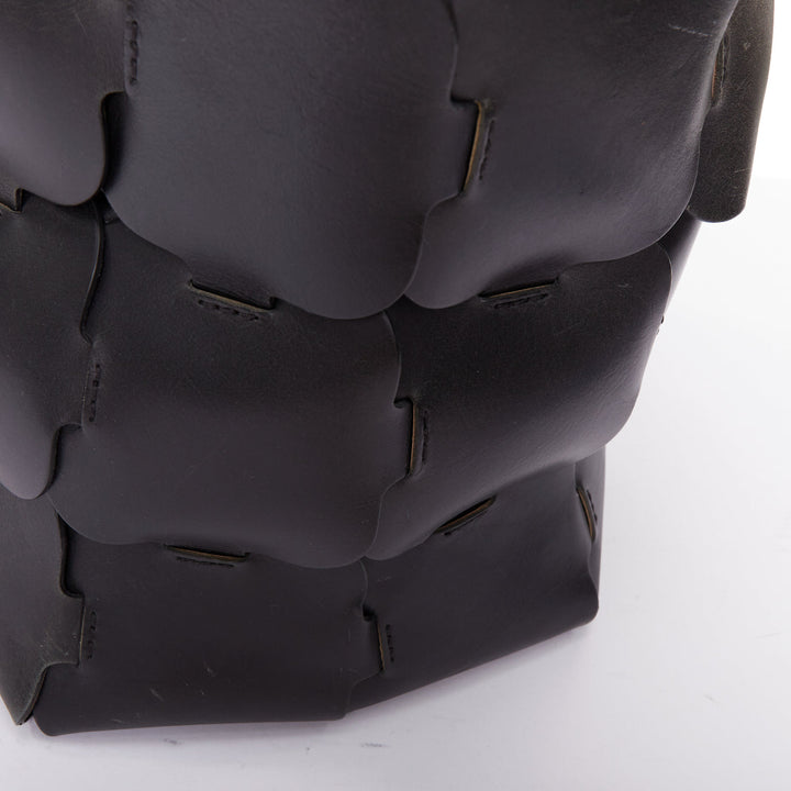 PACO RABANNE Bucket black puzzle leather patch medium shoulder bag