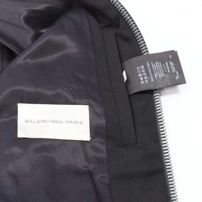 BALENCIAGA 2011 Ghesquiere black wool double sleeve bomber jacket EU44 XS