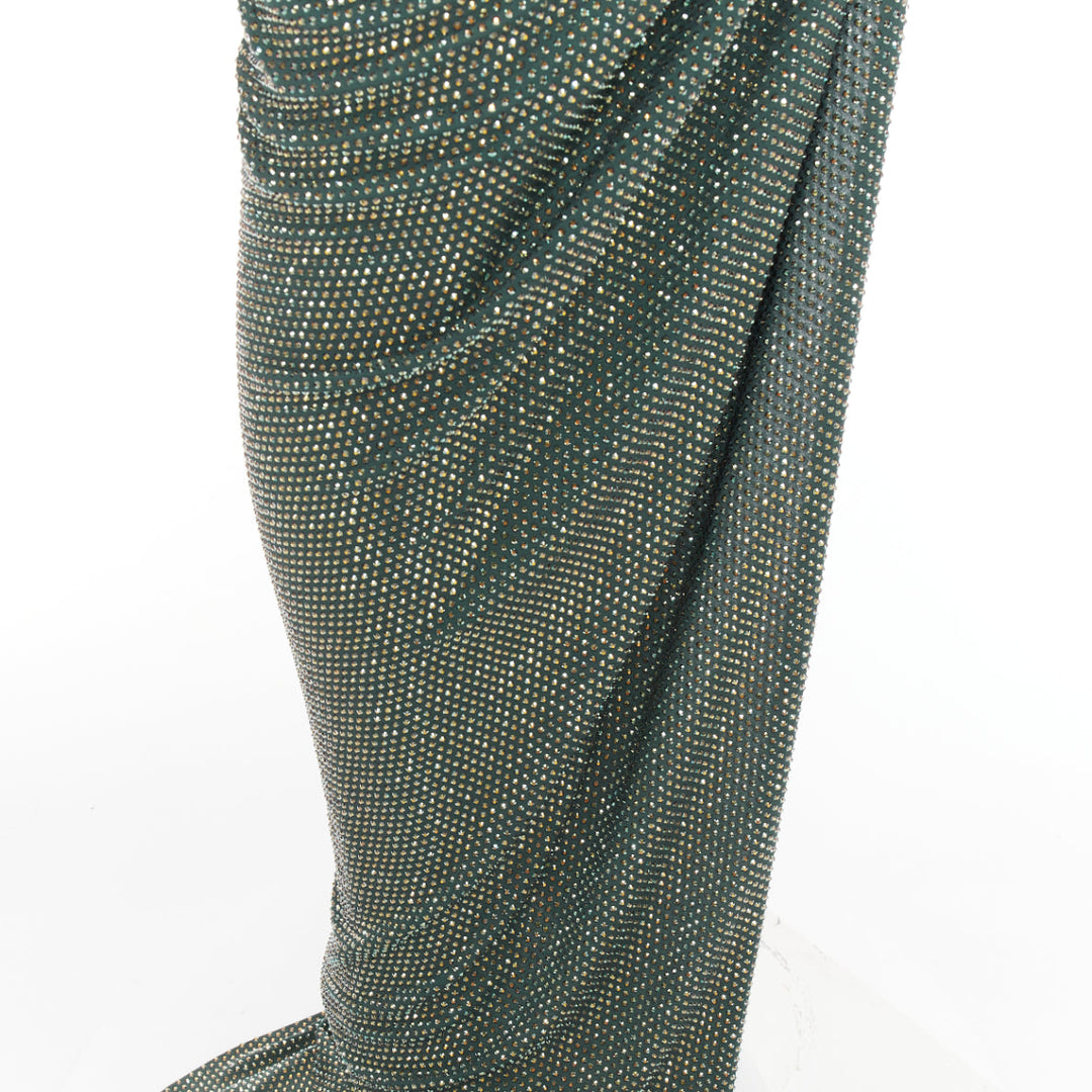 ALEXANDRE VAUTHIER Scarabeus green strass crystal cut out twisted low waist gown