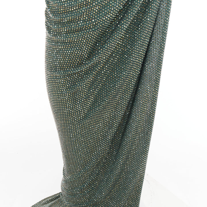 ALEXANDRE VAUTHIER Scarabeus green strass crystal cut out twisted low waist gown