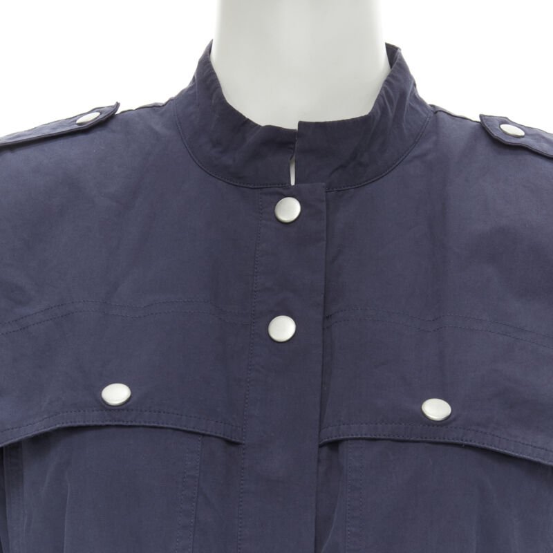 GESTUZ FlaviaGZ Sky Captain navy blue silver stud button belted dress FR36 S